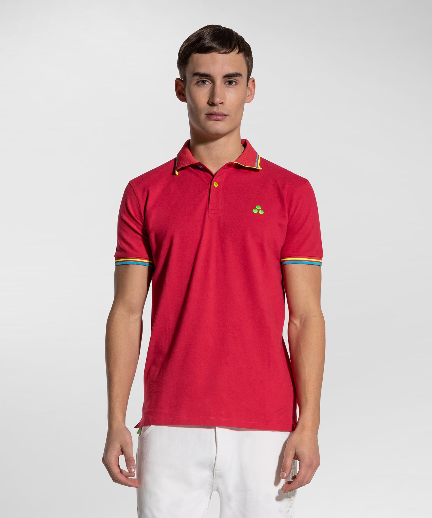 Polo in Piquet con Dettagli Fluorescenti / Rosso - Ideal Moda