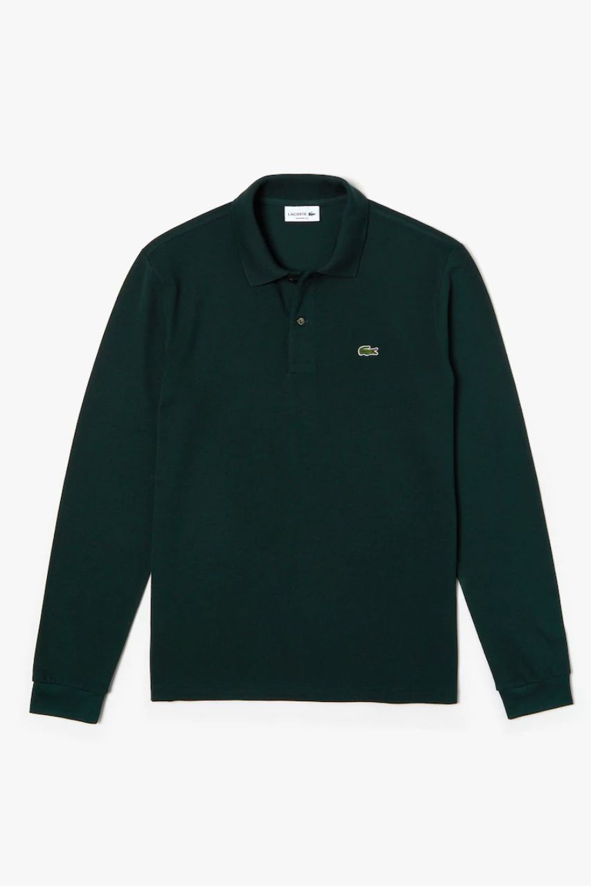 Polo in Piqué Maniche Lunghe Lacoste / Verde - Ideal Moda