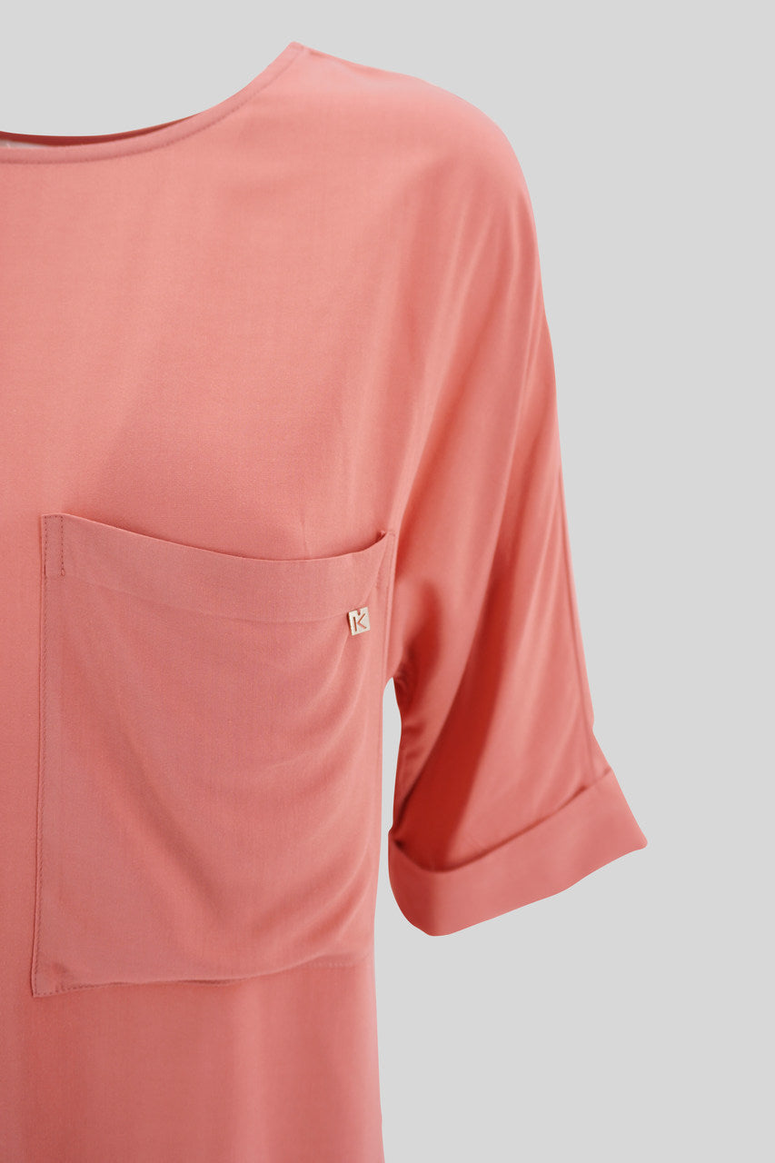 Blusa in viscosa con spilla / Rosa - Ideal Moda