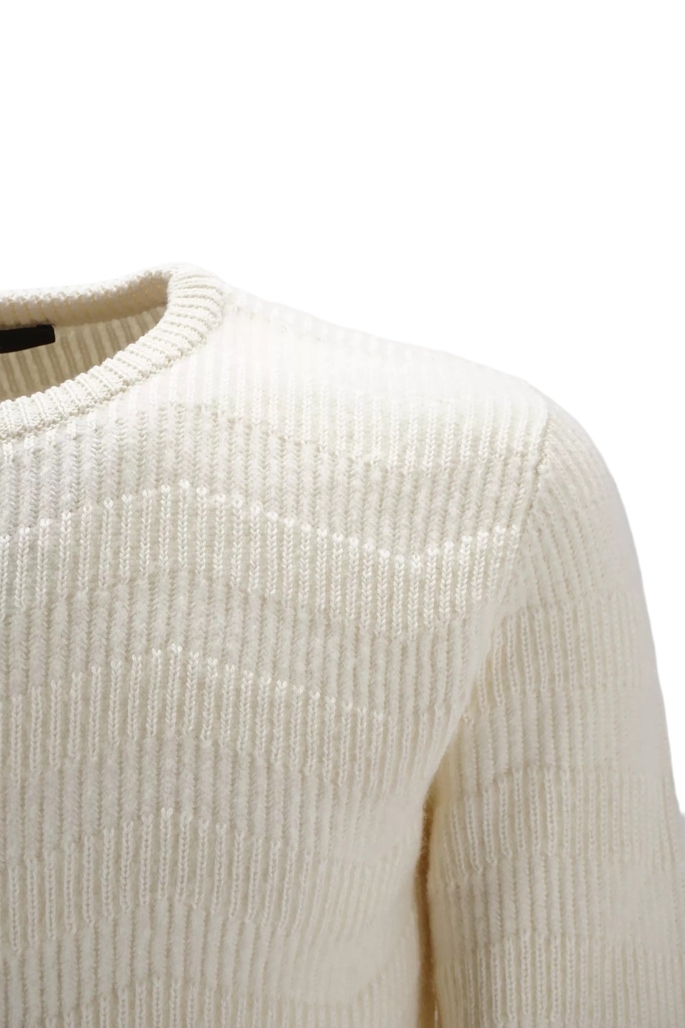 Maglia con Tramatura Vneck / Bianco - Ideal Moda