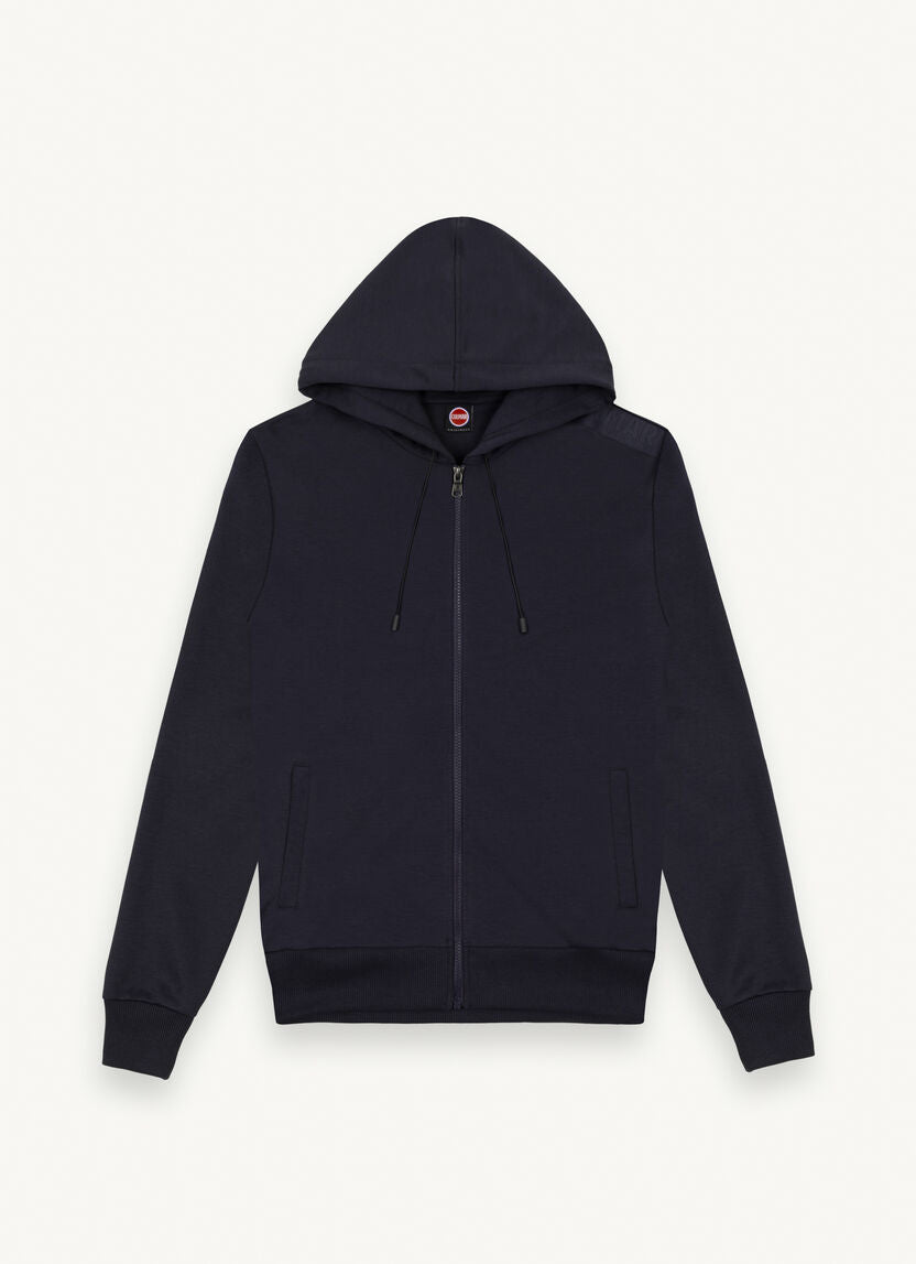Felpa Full Zip con Scritta Transfer / Blu - Ideal Moda