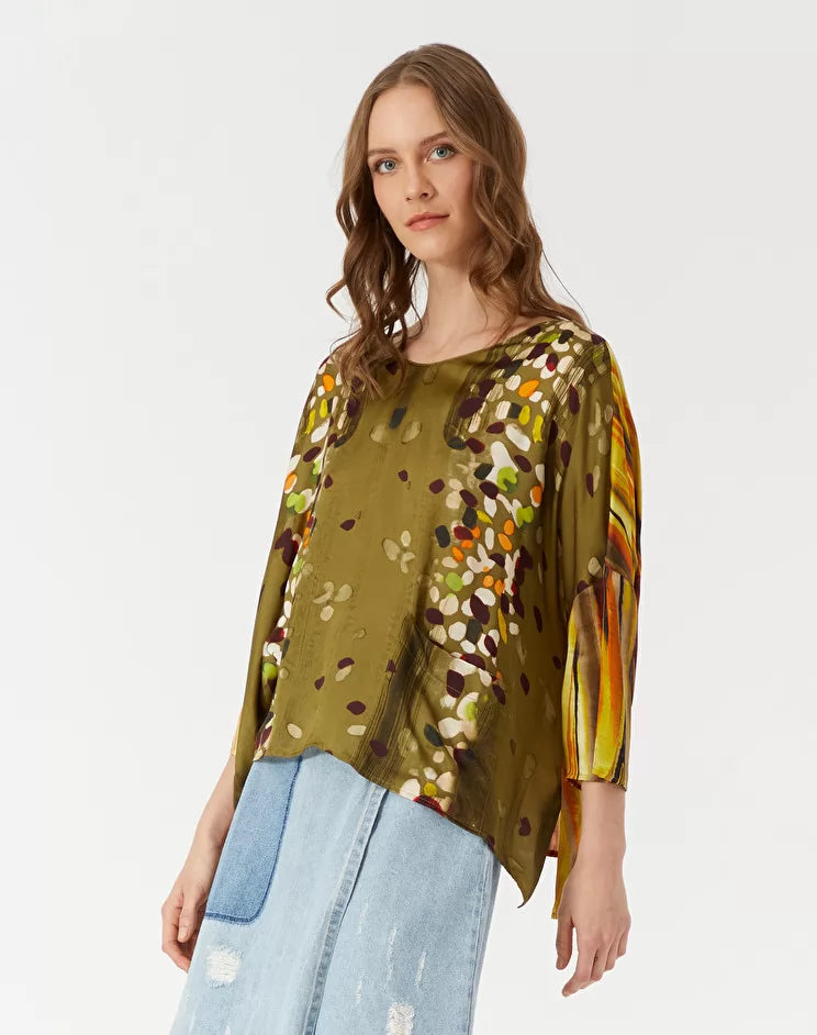 Blusa Manila Grace con Scollo a V / Verde - Ideal Moda