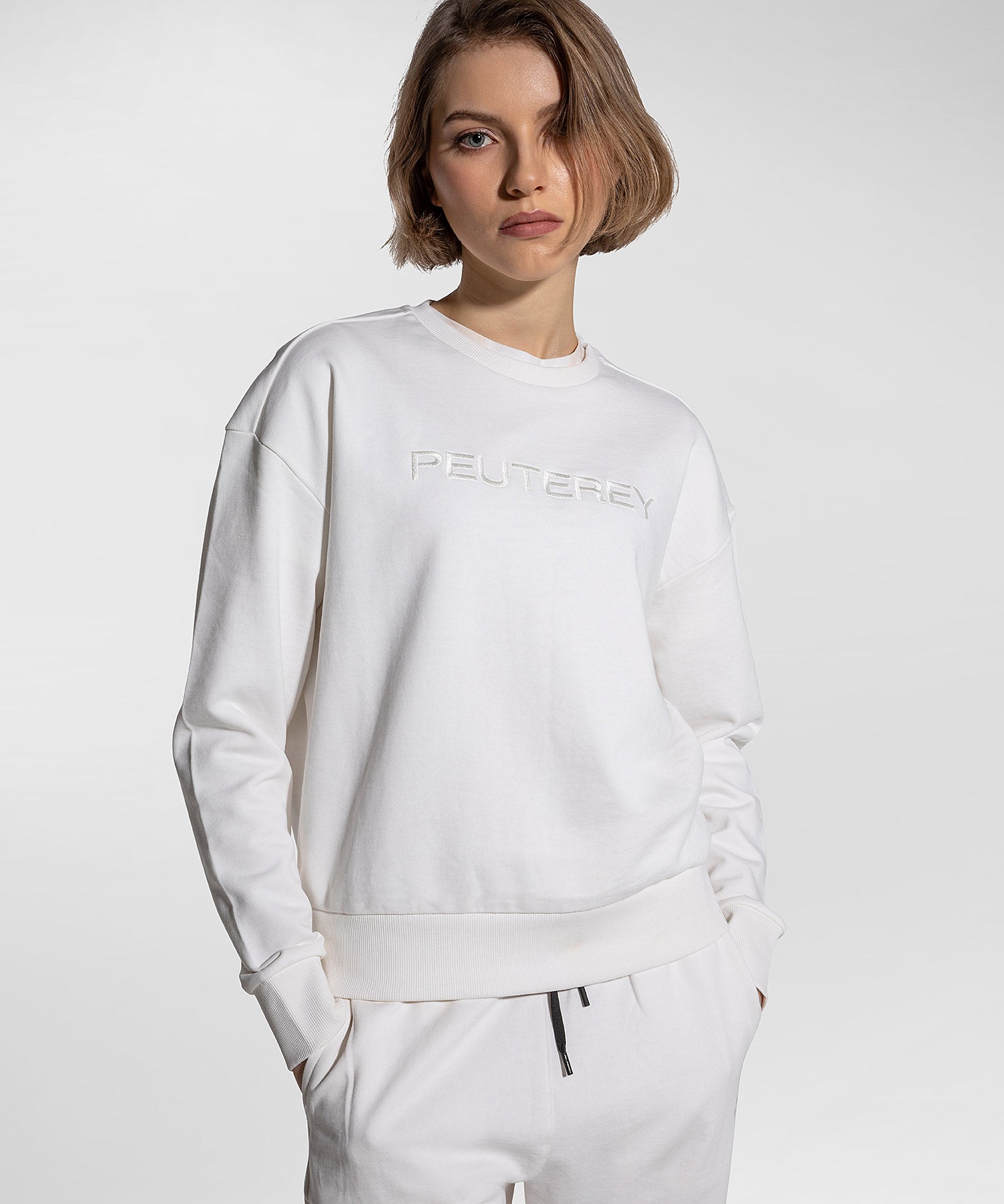 Felpa da Donna con Lettering sul Davanti / Bianco - Ideal Moda