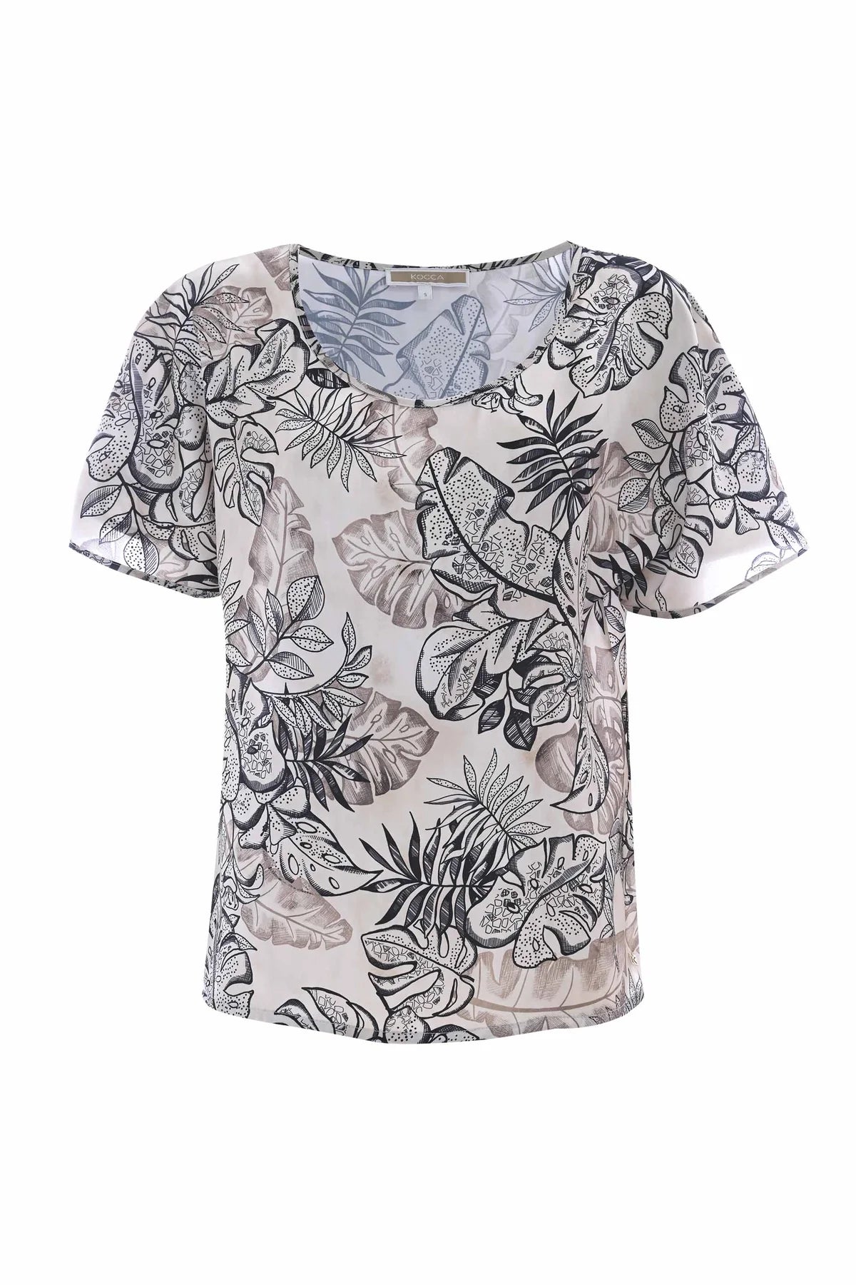 Blusa Girocollo con Fantasia Kocca / Bianco - Ideal Moda