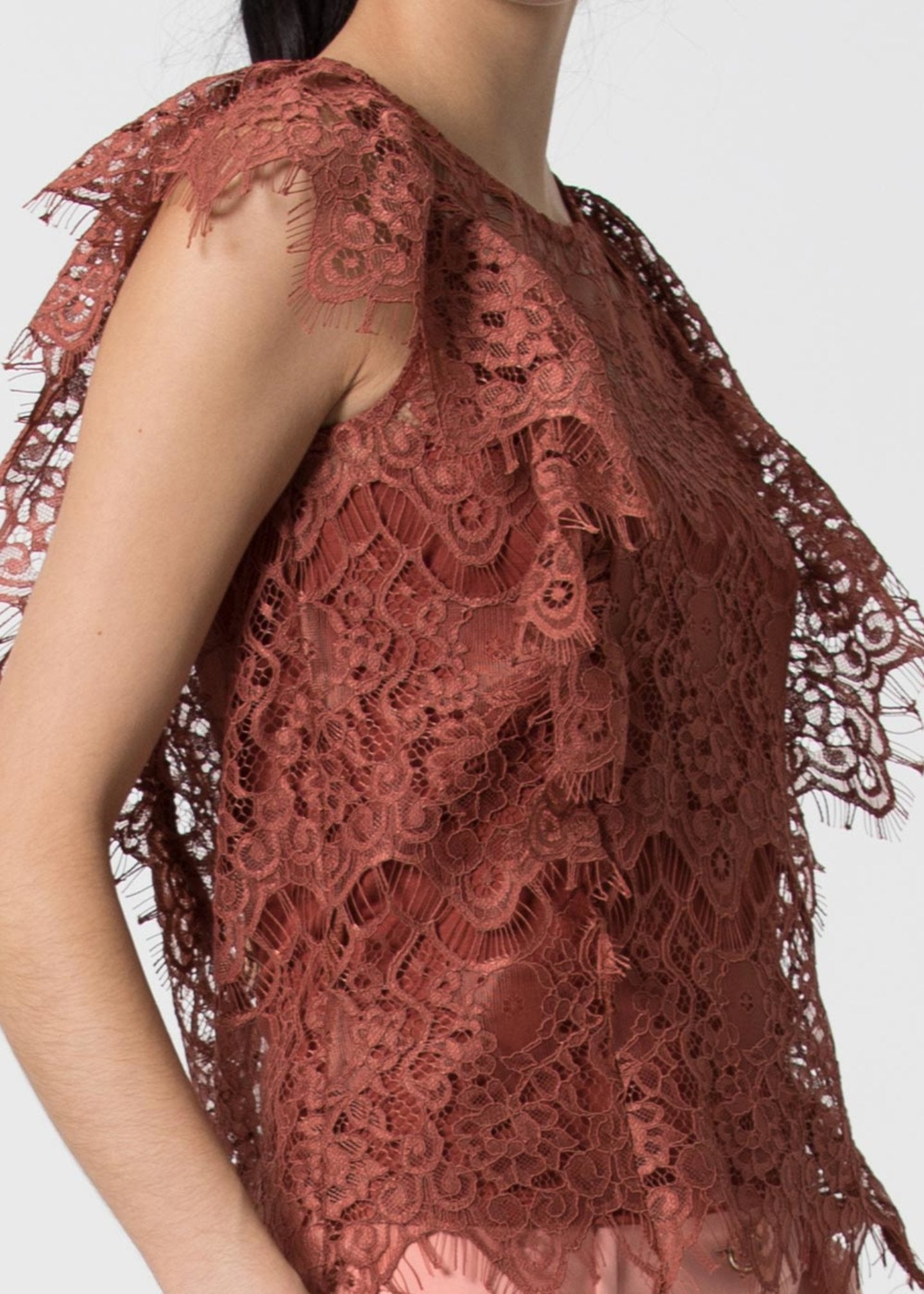 Canotta Kocca in Pizzo / Marrone - Ideal Moda