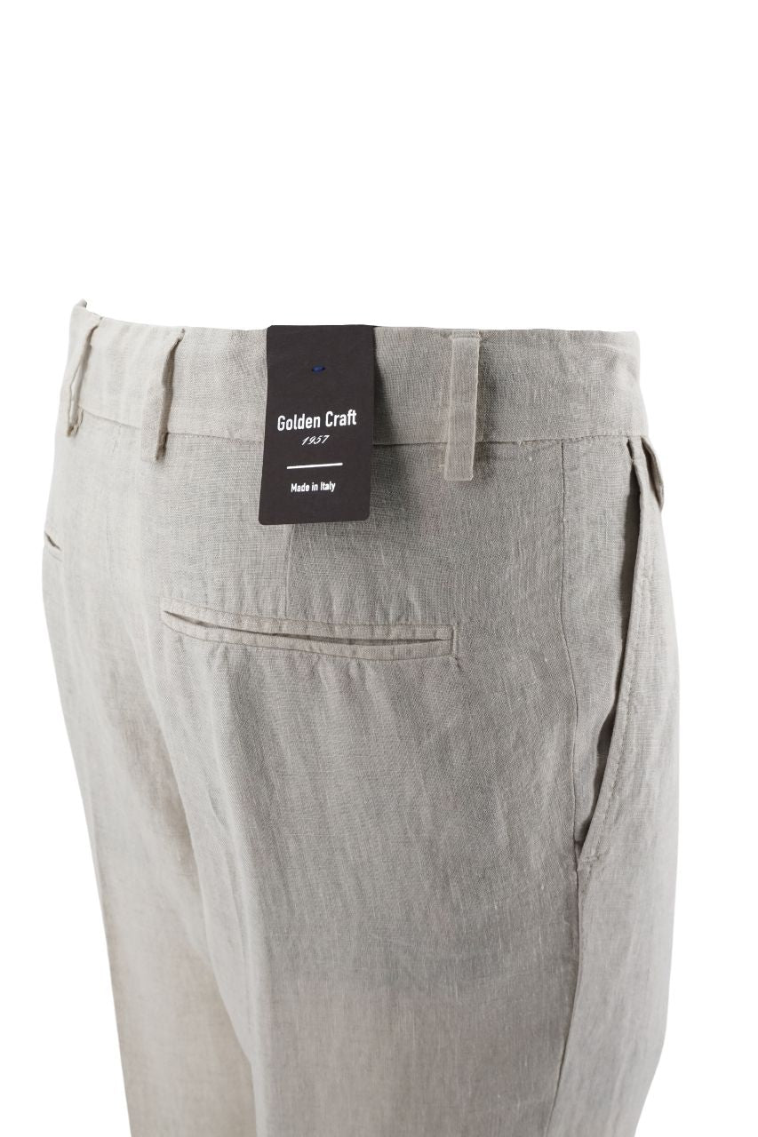 Pantalone Golden Craft in Lino / Beige - Ideal Moda