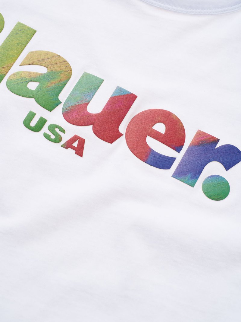 T-Shirt Blauer in Cotone / Bianco - Ideal Moda