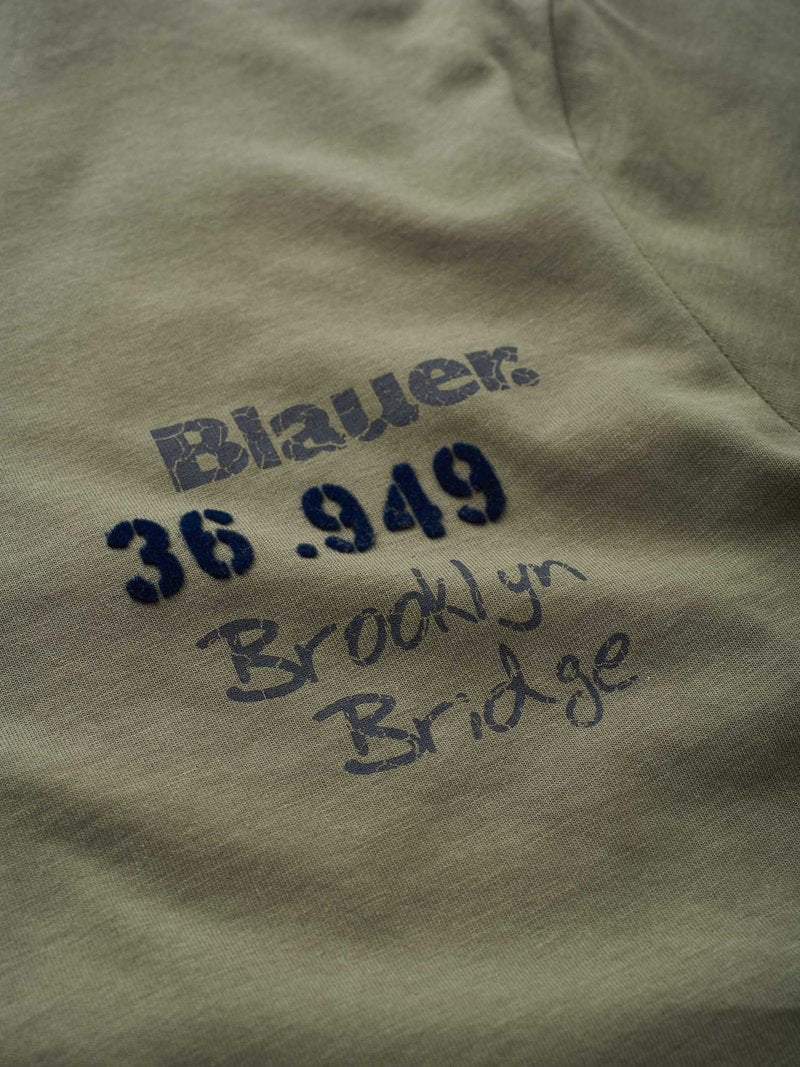 T-Shirt Blauer in Cotone / Verde - Ideal Moda