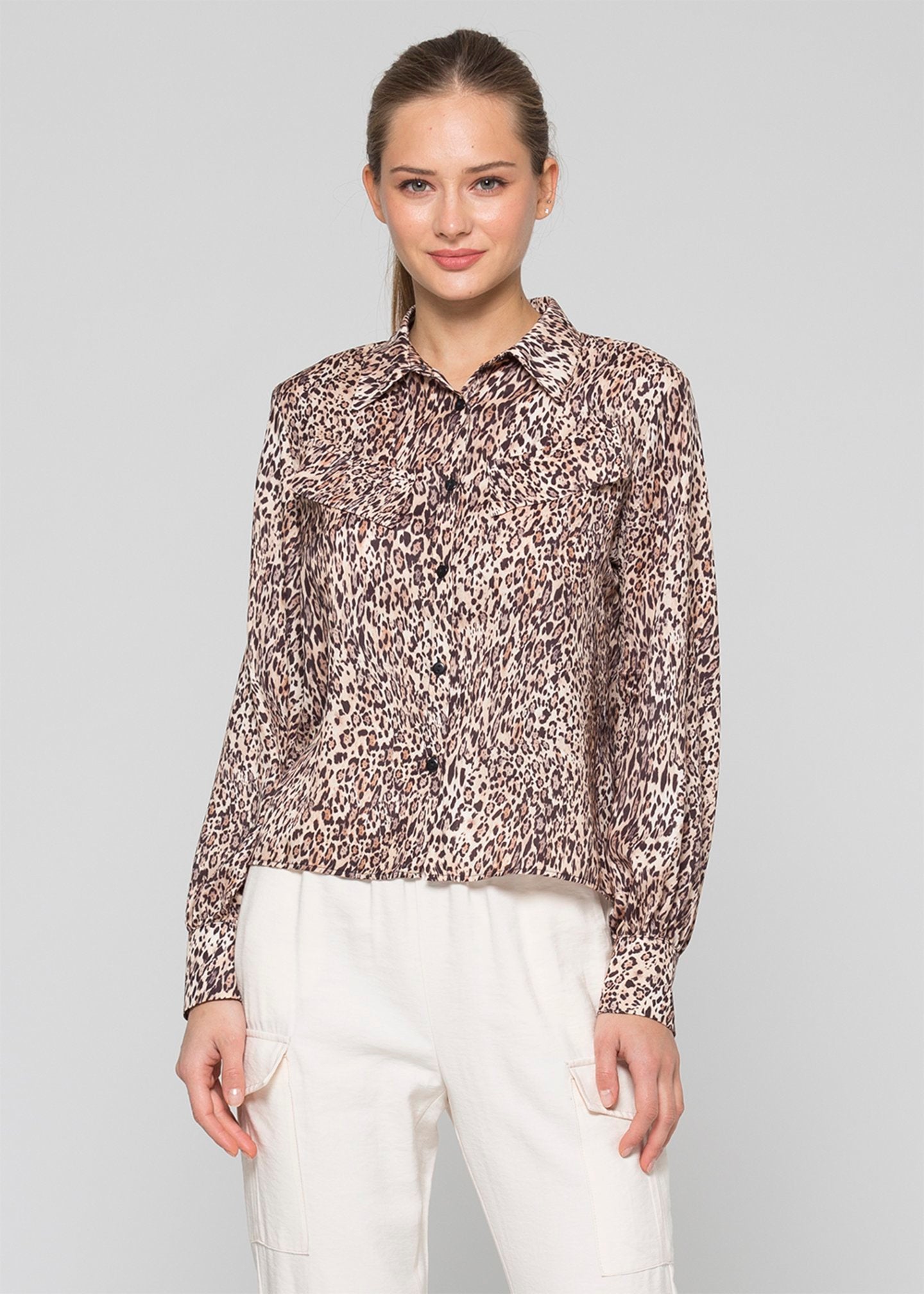 Camicia in fantasia maculata / Marrone - Ideal Moda