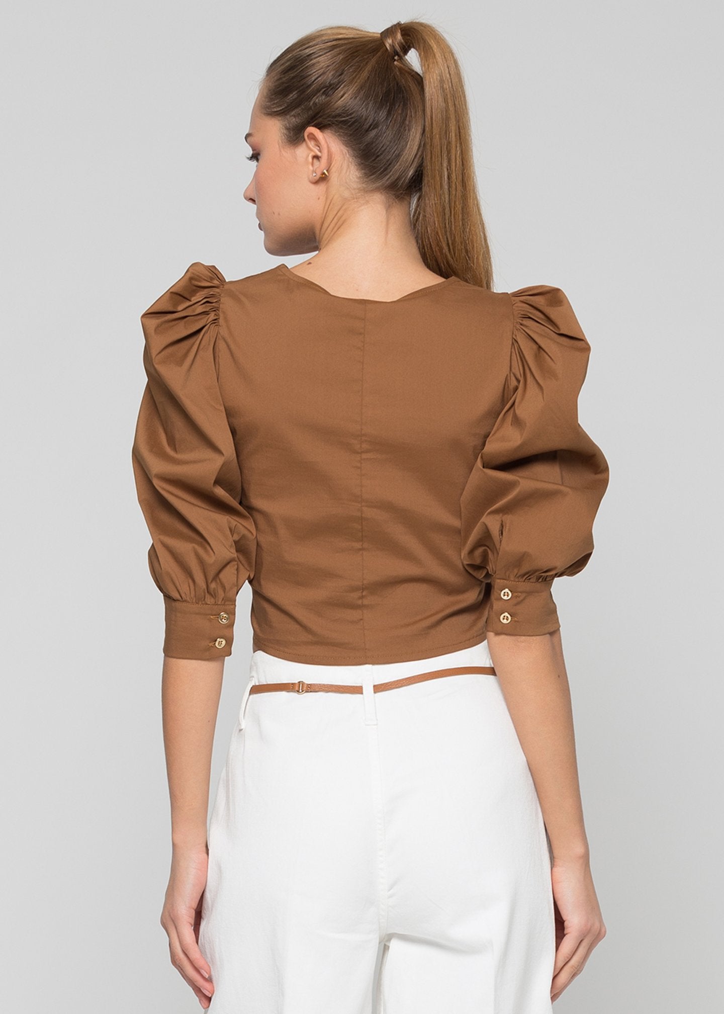 Blusa in tela paracadute / Marrone - Ideal Moda