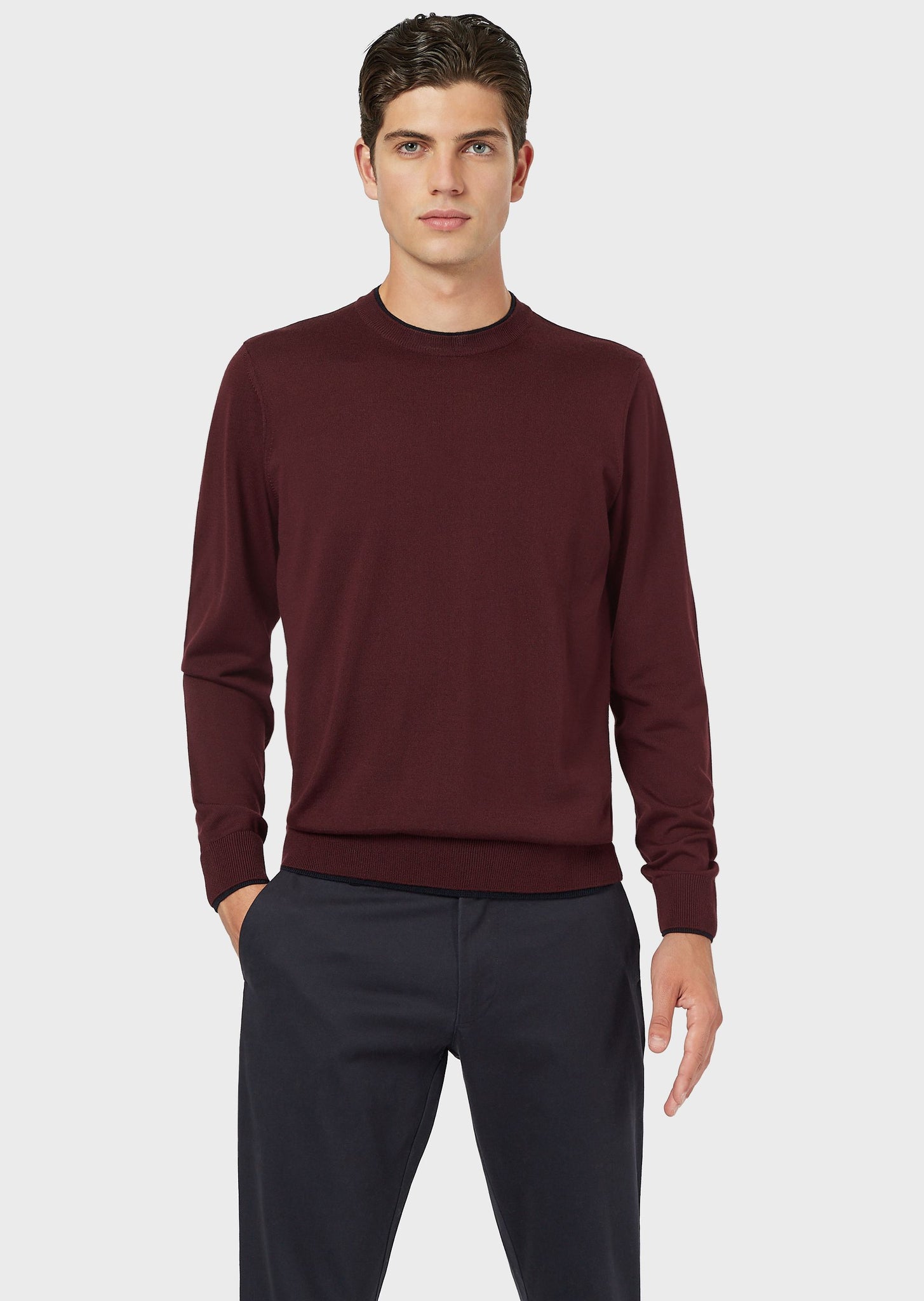 Maglione in misto lana vergine rasata /  Bordeaux - Ideal Moda