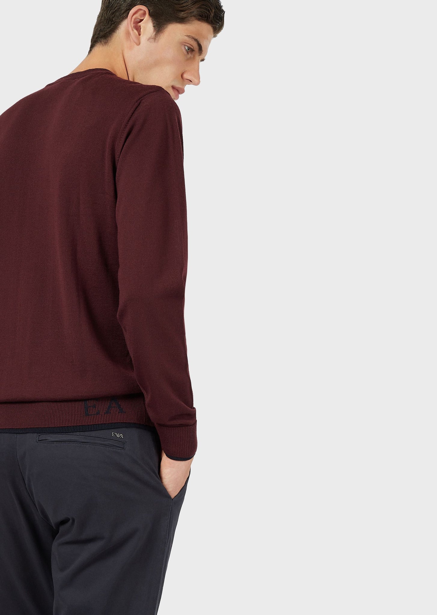 Maglione in misto lana vergine rasata /  Bordeaux - Ideal Moda