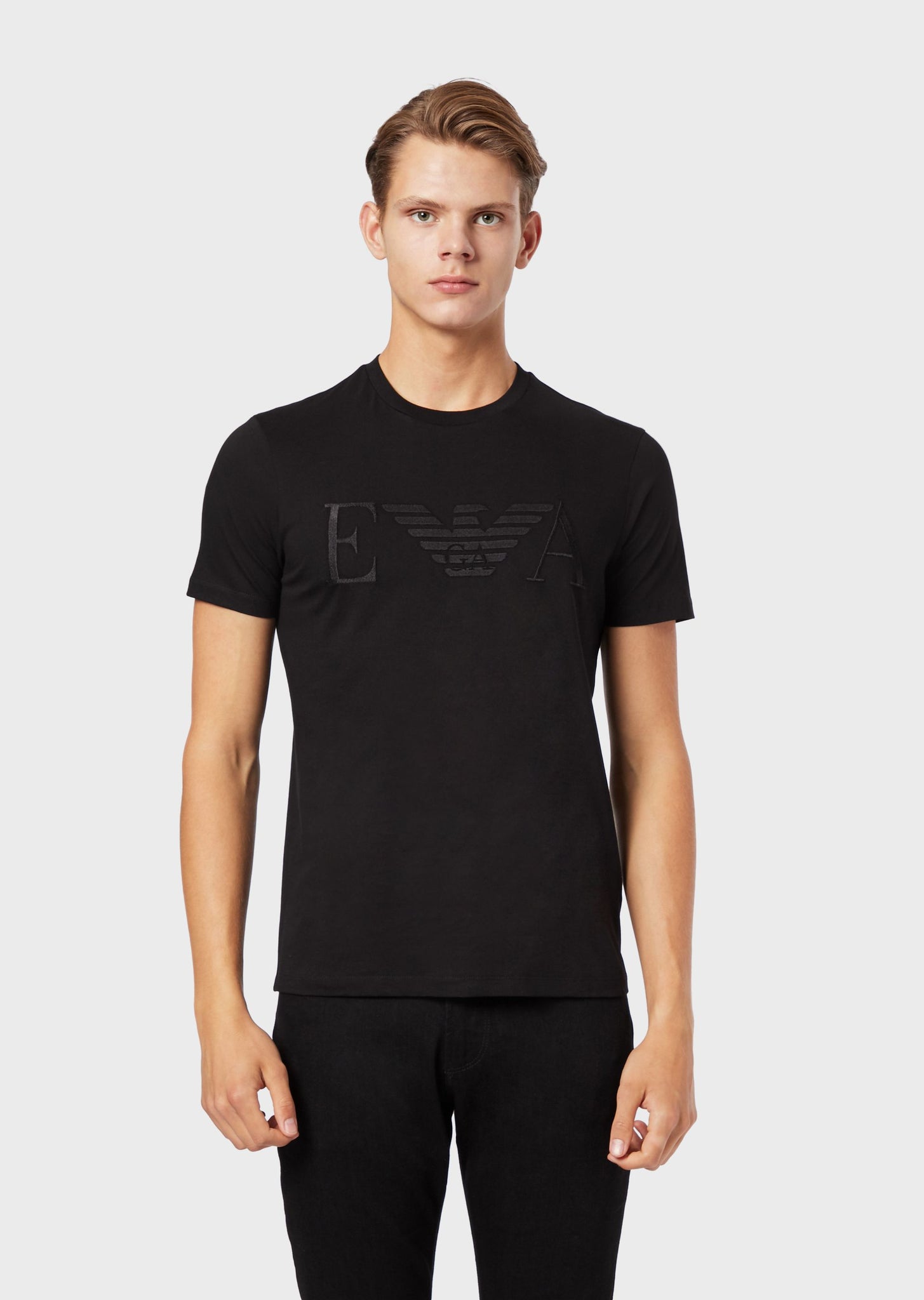 T-shirt in jersey di cotone con stampa logata / Nero - Ideal Moda