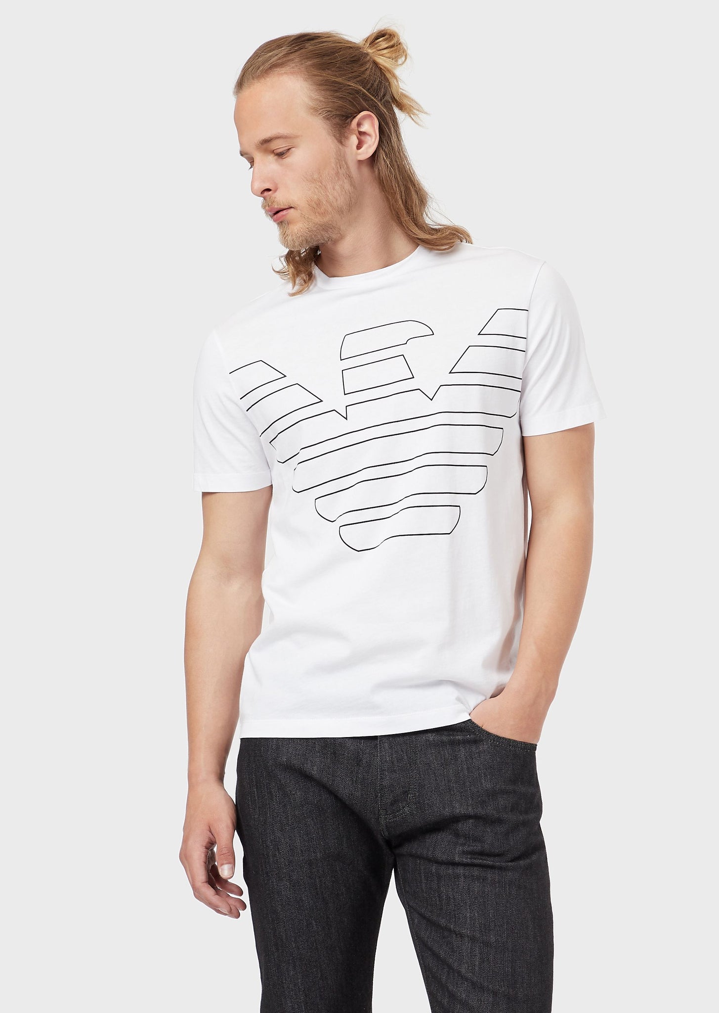 T-Shirt in jersey di cotone con maxi aquila / Bianco - Ideal Moda