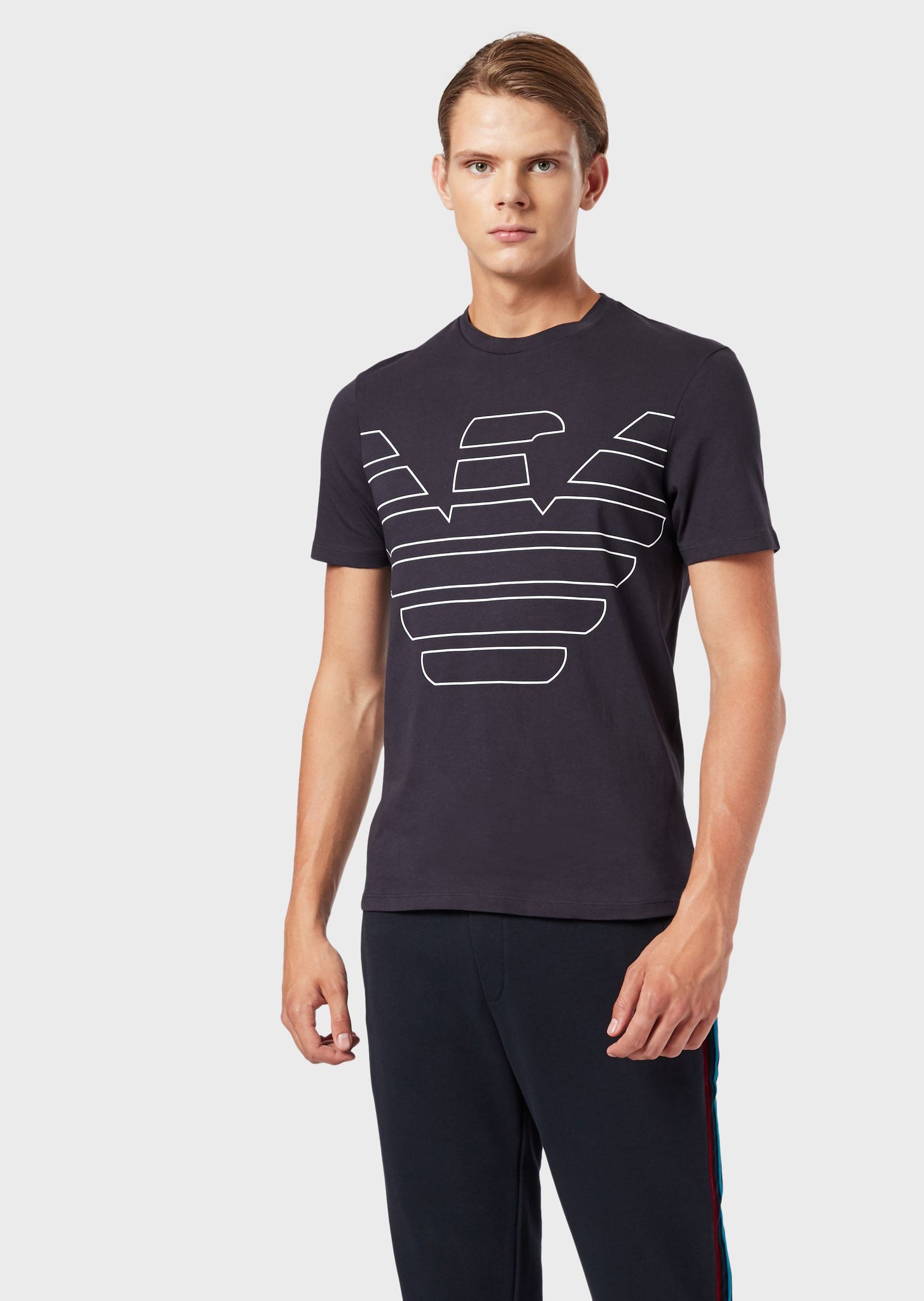 T-Shirt in jersey di cotone con maxi aquila / Blu - Ideal Moda