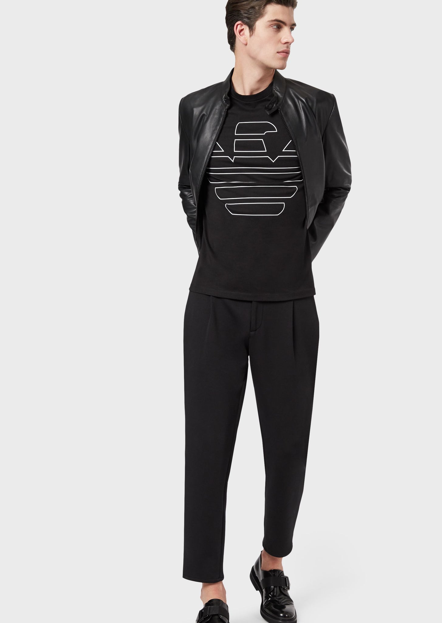 T-Shirt in jersey di cotone con maxi aquila / Nero - Ideal Moda