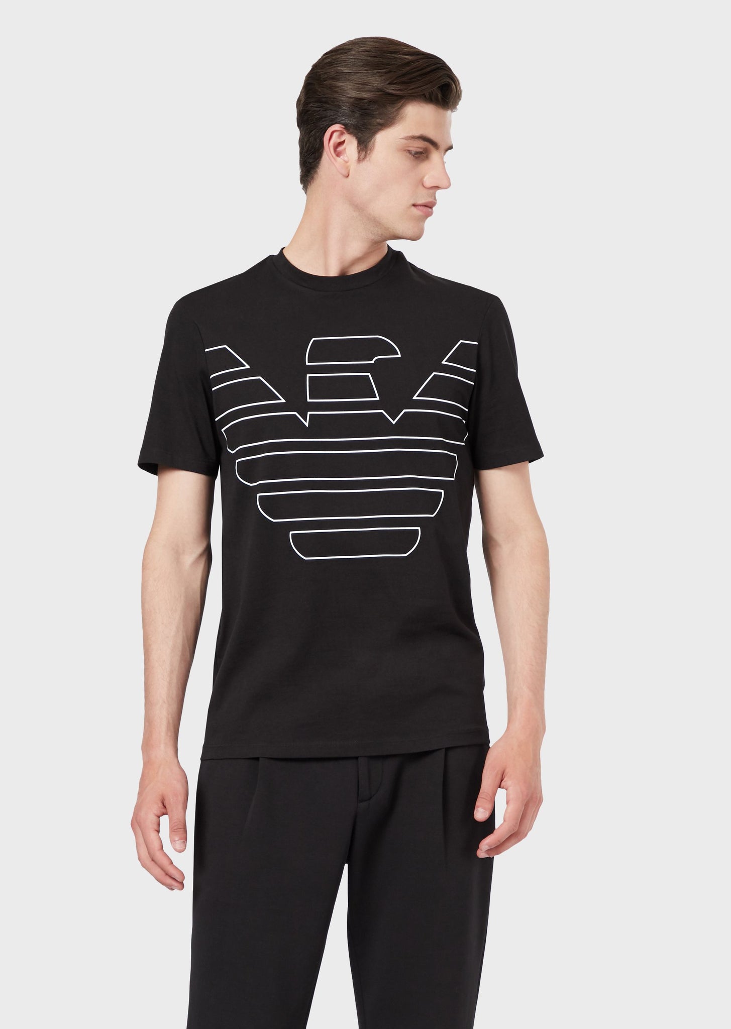T-Shirt in jersey di cotone con maxi aquila / Nero - Ideal Moda
