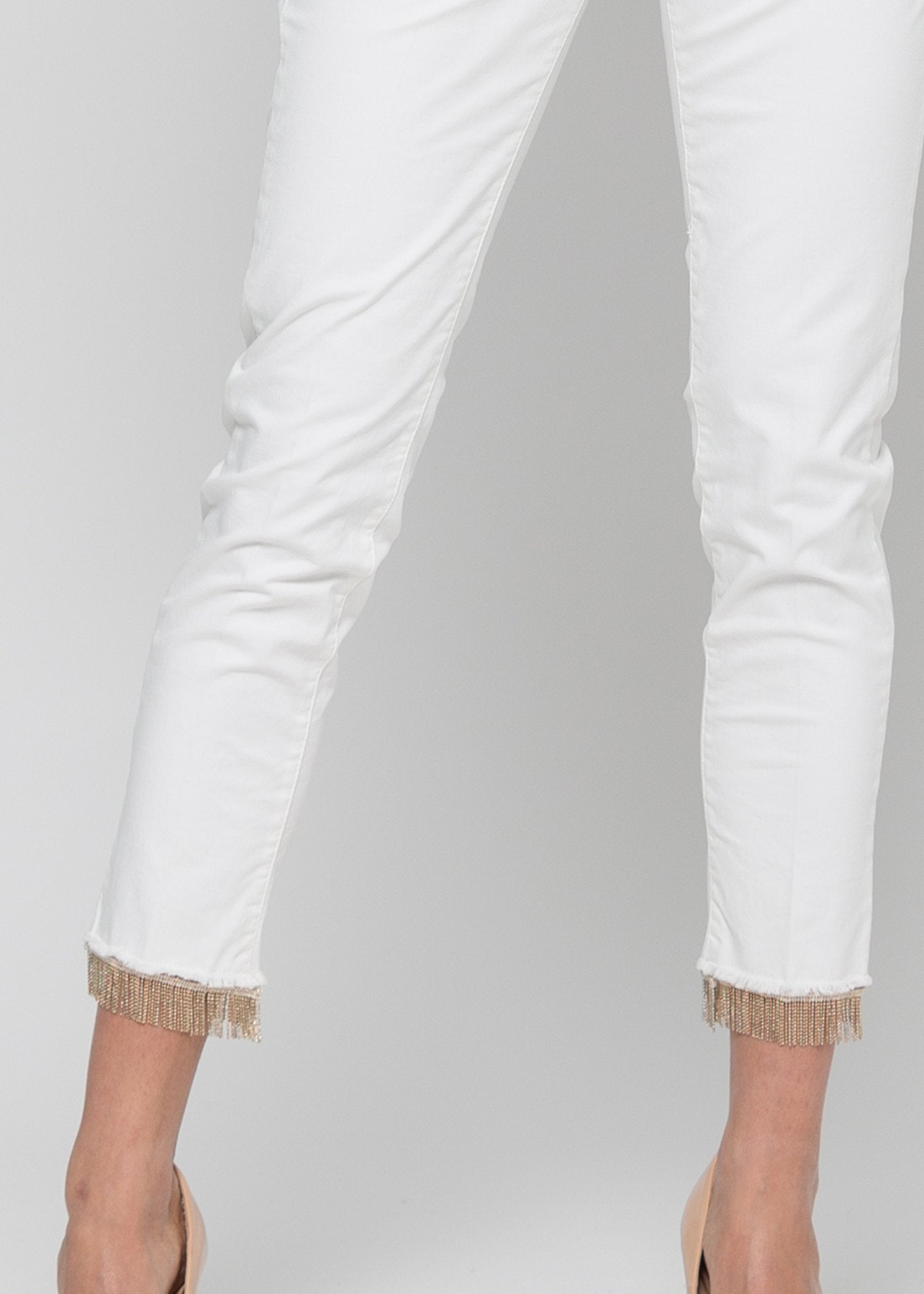 Pantalone color slim leg cropped / Bianco - Ideal Moda