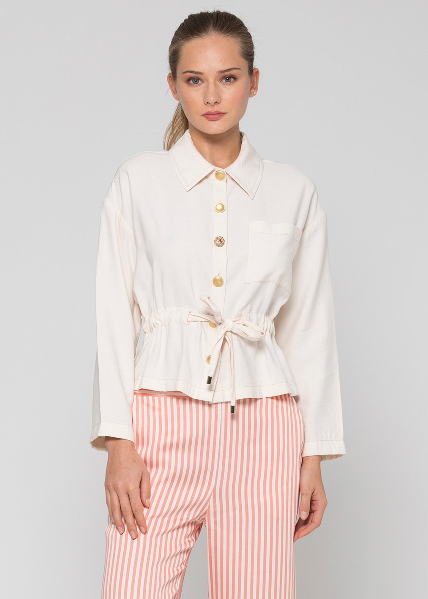 Giacca corta in tencel / Bianco - Ideal Moda