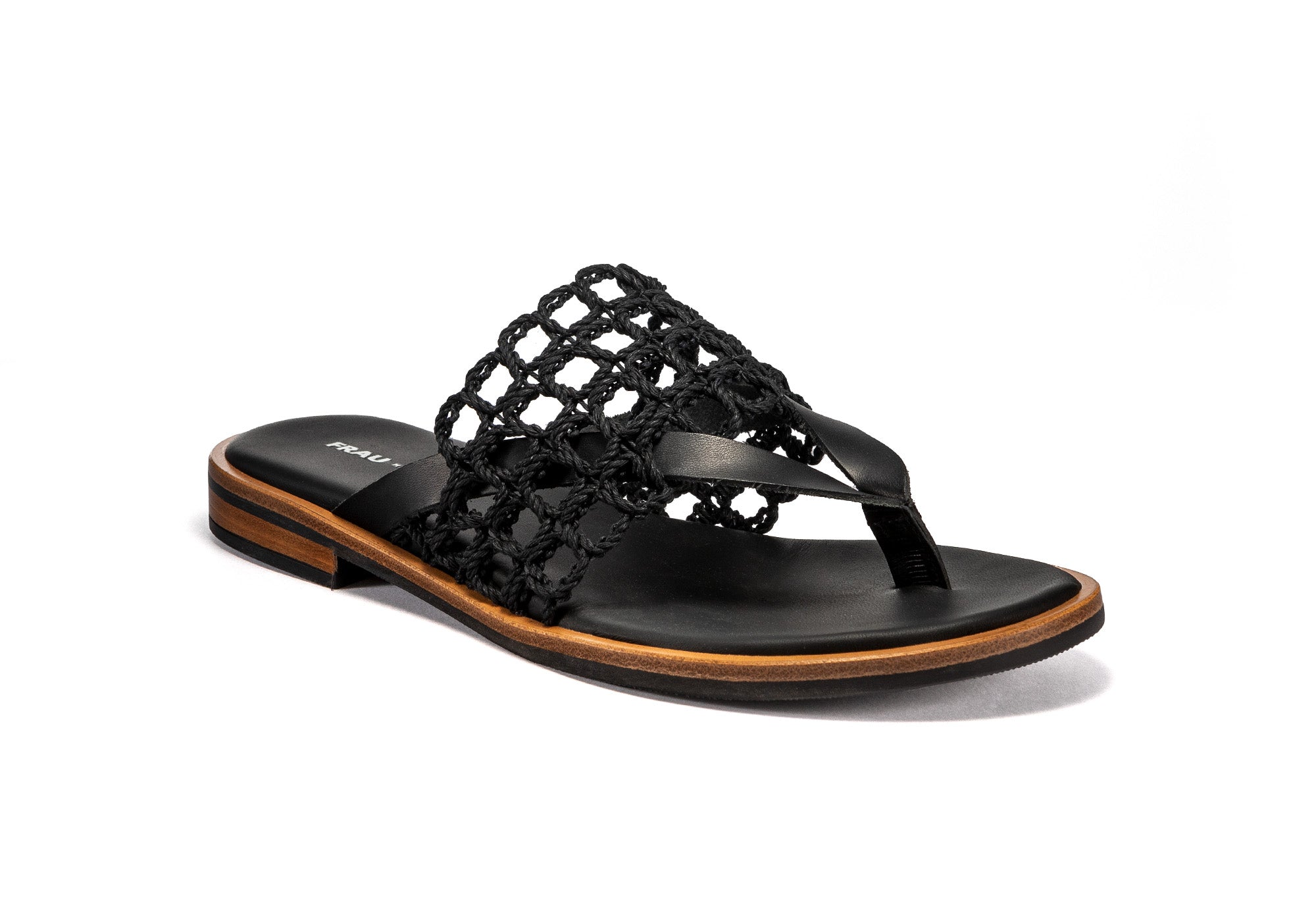 Infradito con dettaglio in corda / Nero - Ideal Moda
