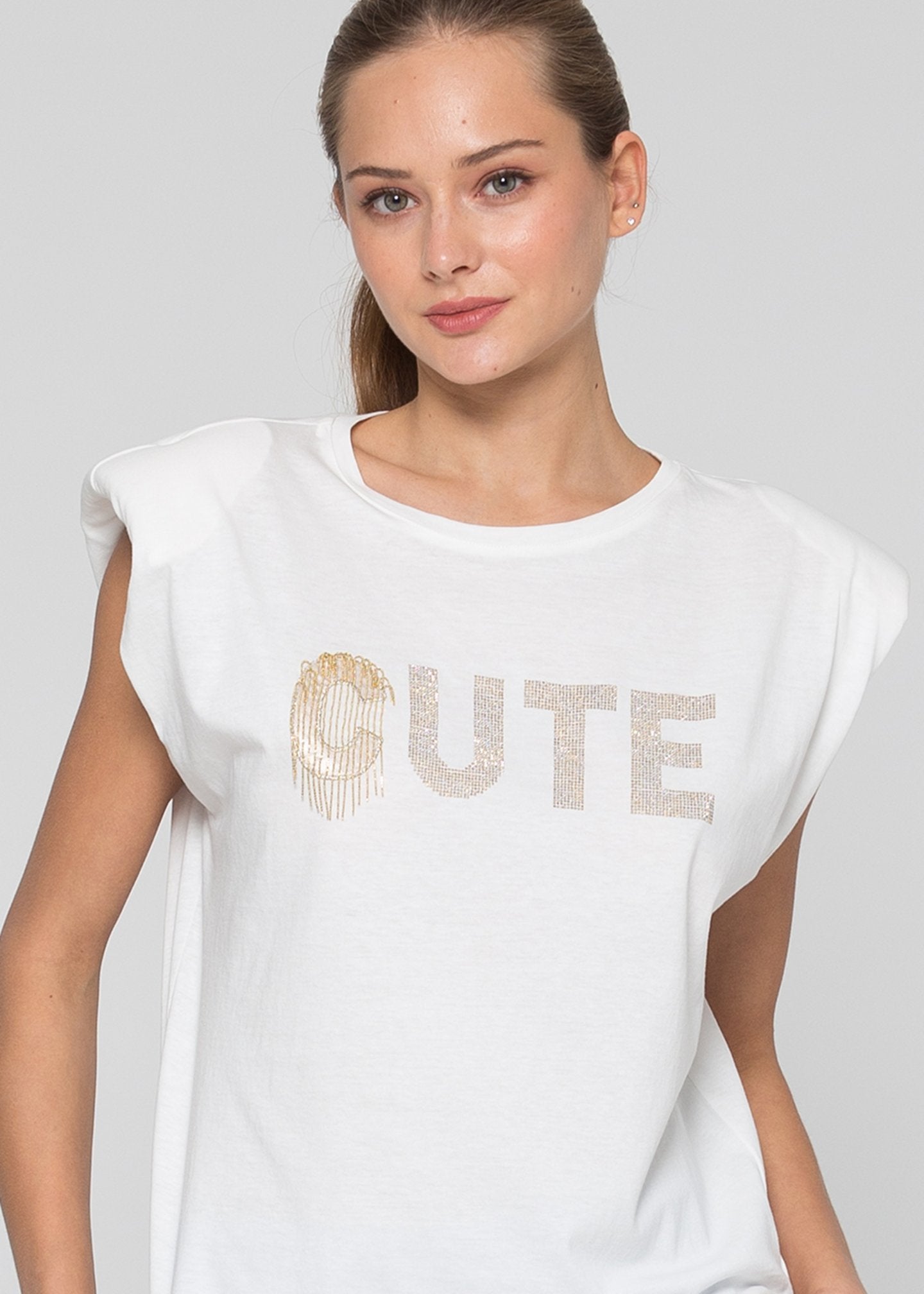 T-shirt con applicazioni / Bianco - Ideal Moda