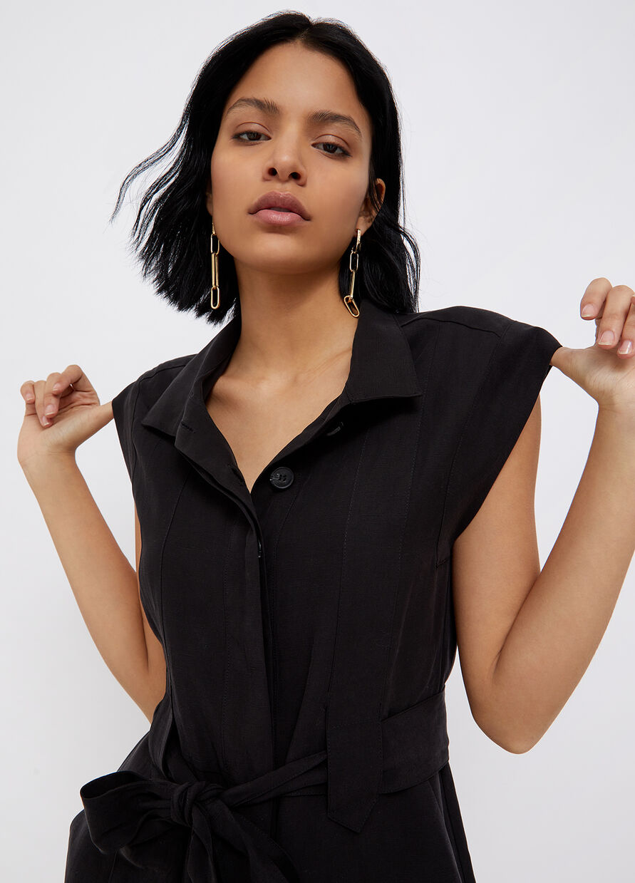 Vestito Corto in Misto Lino Liu Jo Nero