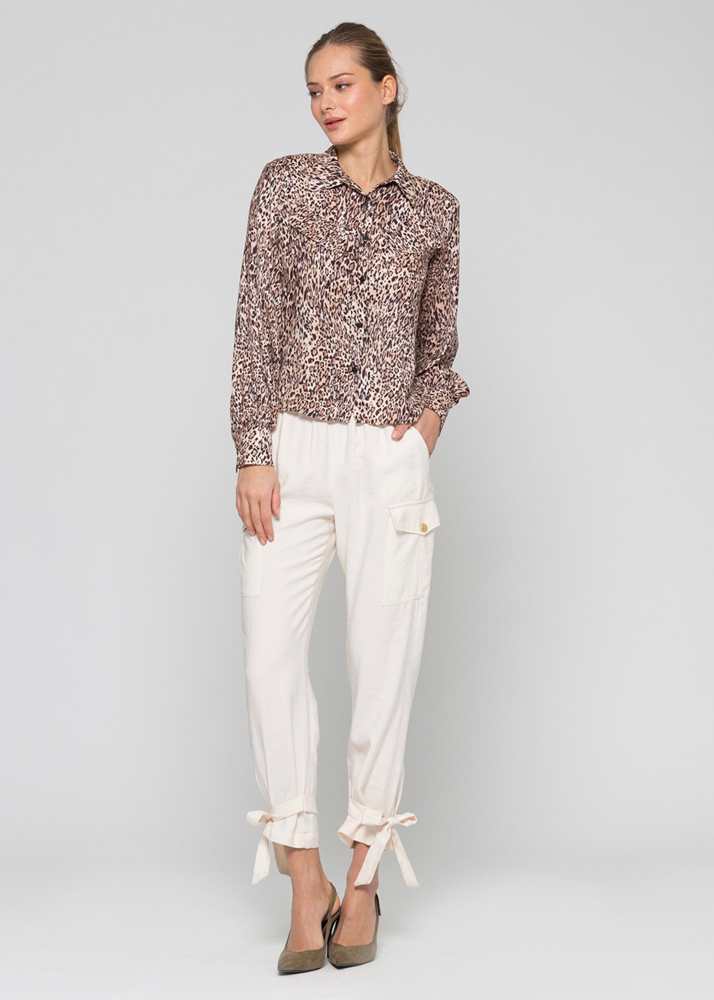 Pantalone stile safari in tencel twill / Bianco - Ideal Moda