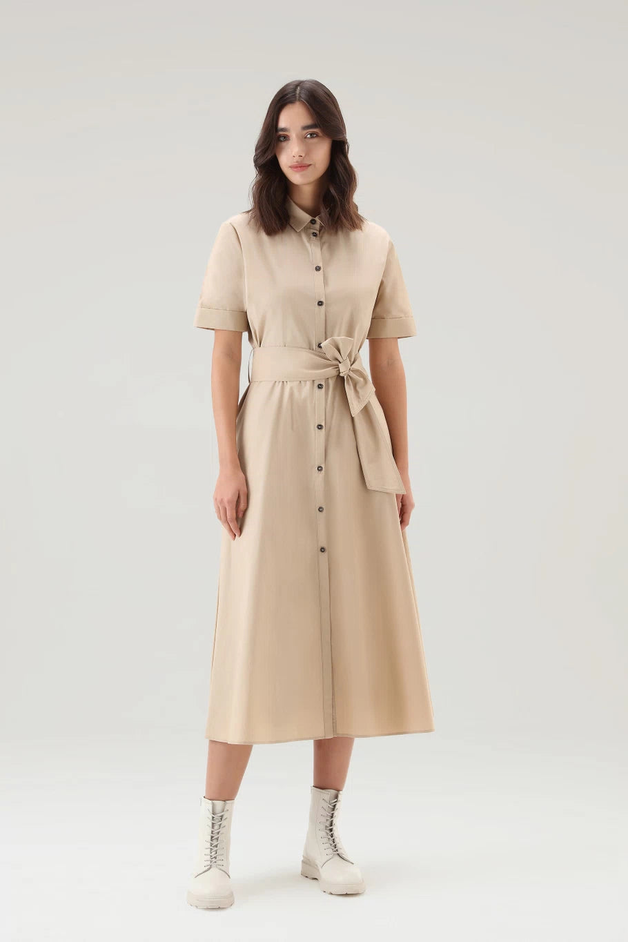 Vestito Chemisier in Cotone Woolrich / Beige - Ideal Moda
