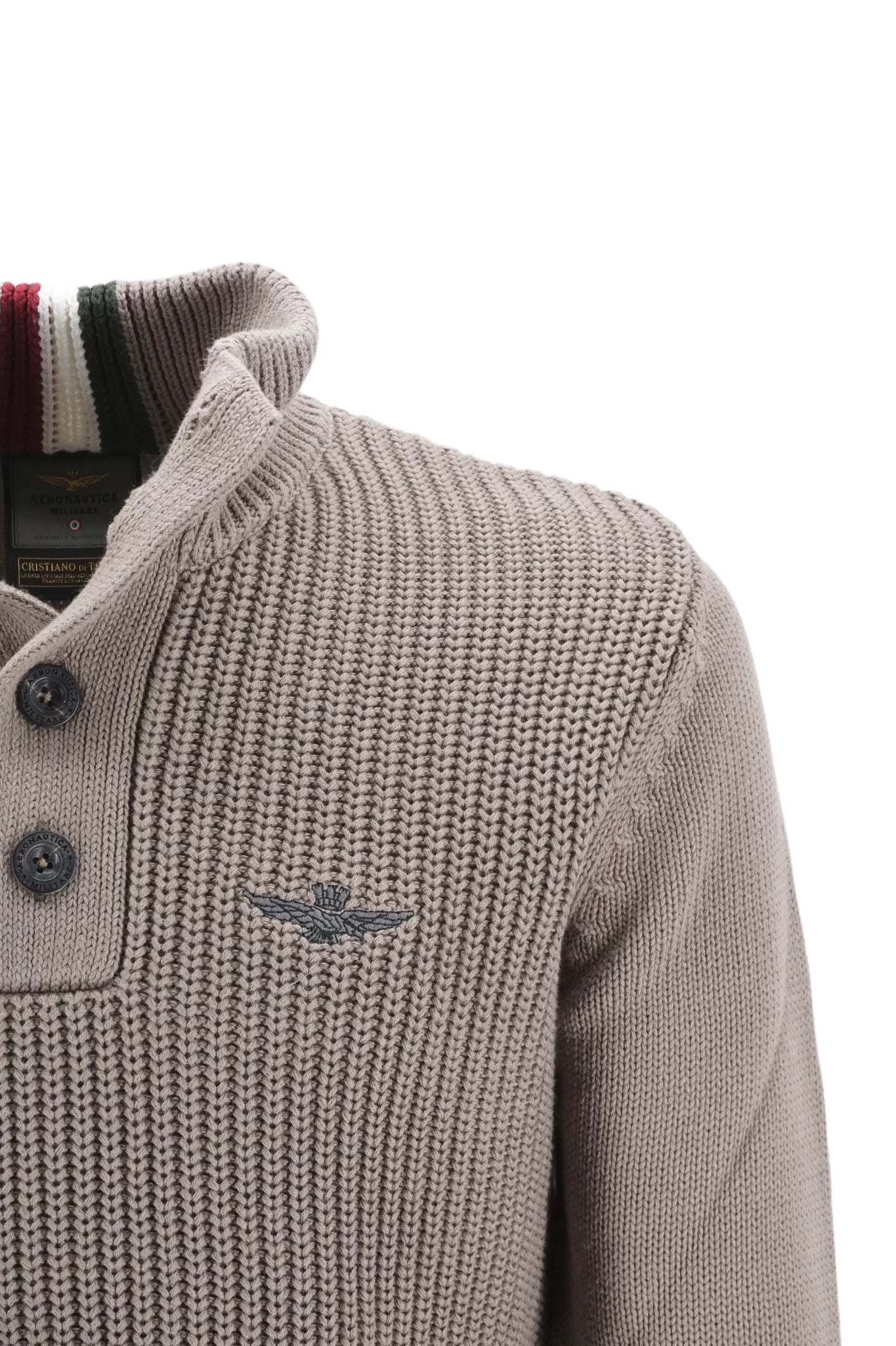 Maglia con Bottoni Aeronautica MIlitare / Beige - Ideal Moda