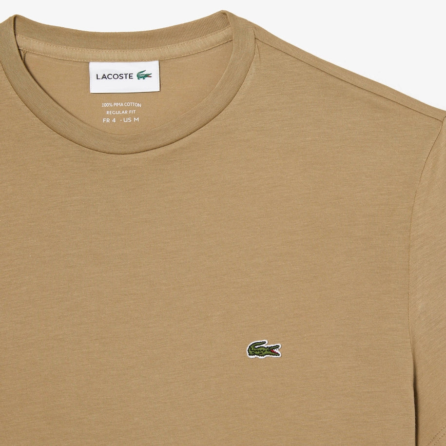 T-Shirt in Jersey di Cotone Pima Lacoste / Beige - Ideal Moda