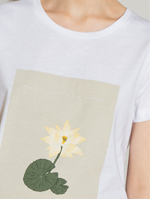 T-Shirt in Cotone Organico / Bianco - Ideal Moda