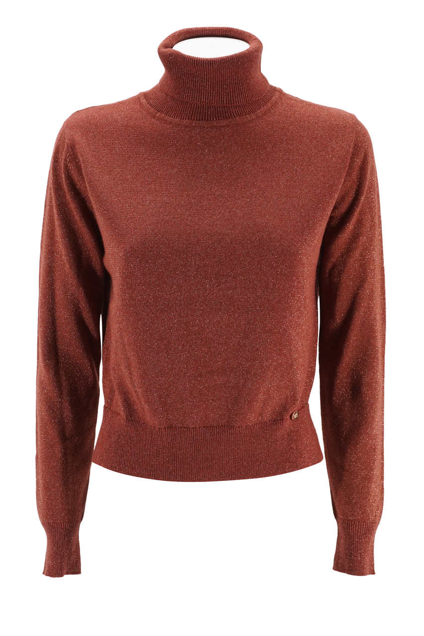 Maglia Very Simple a collo alto / Marrone - Ideal Moda