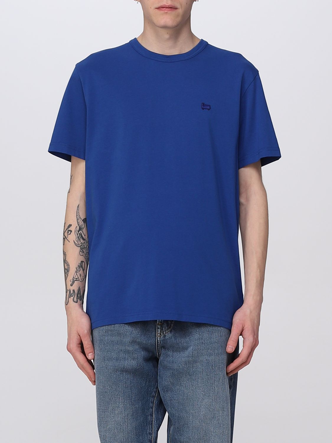 T-Shirt in Puro Cotone Woolrich / Bluette - Ideal Moda