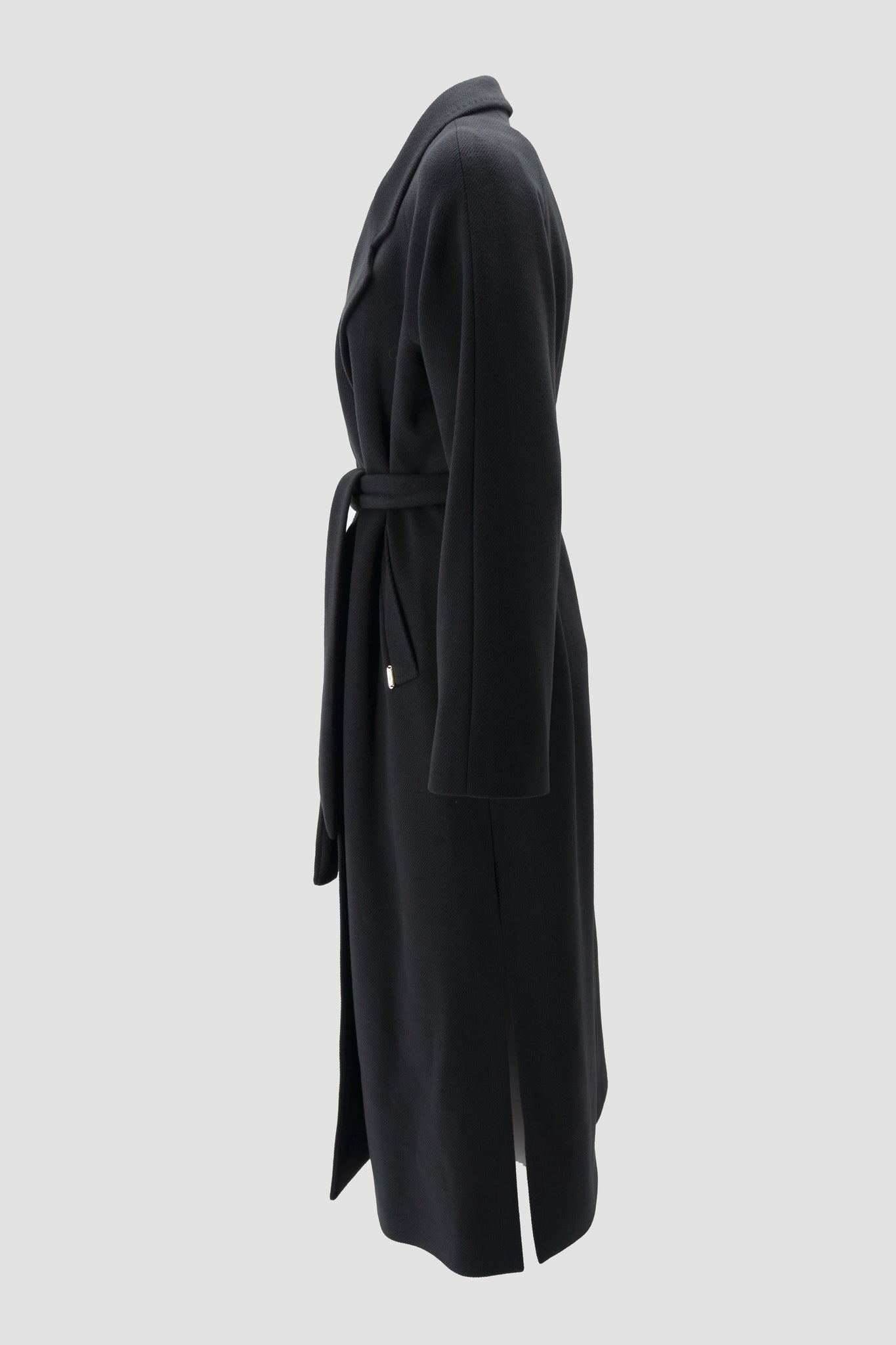 Cappotto Doppio Petto con Cintura / Nero - Ideal Moda