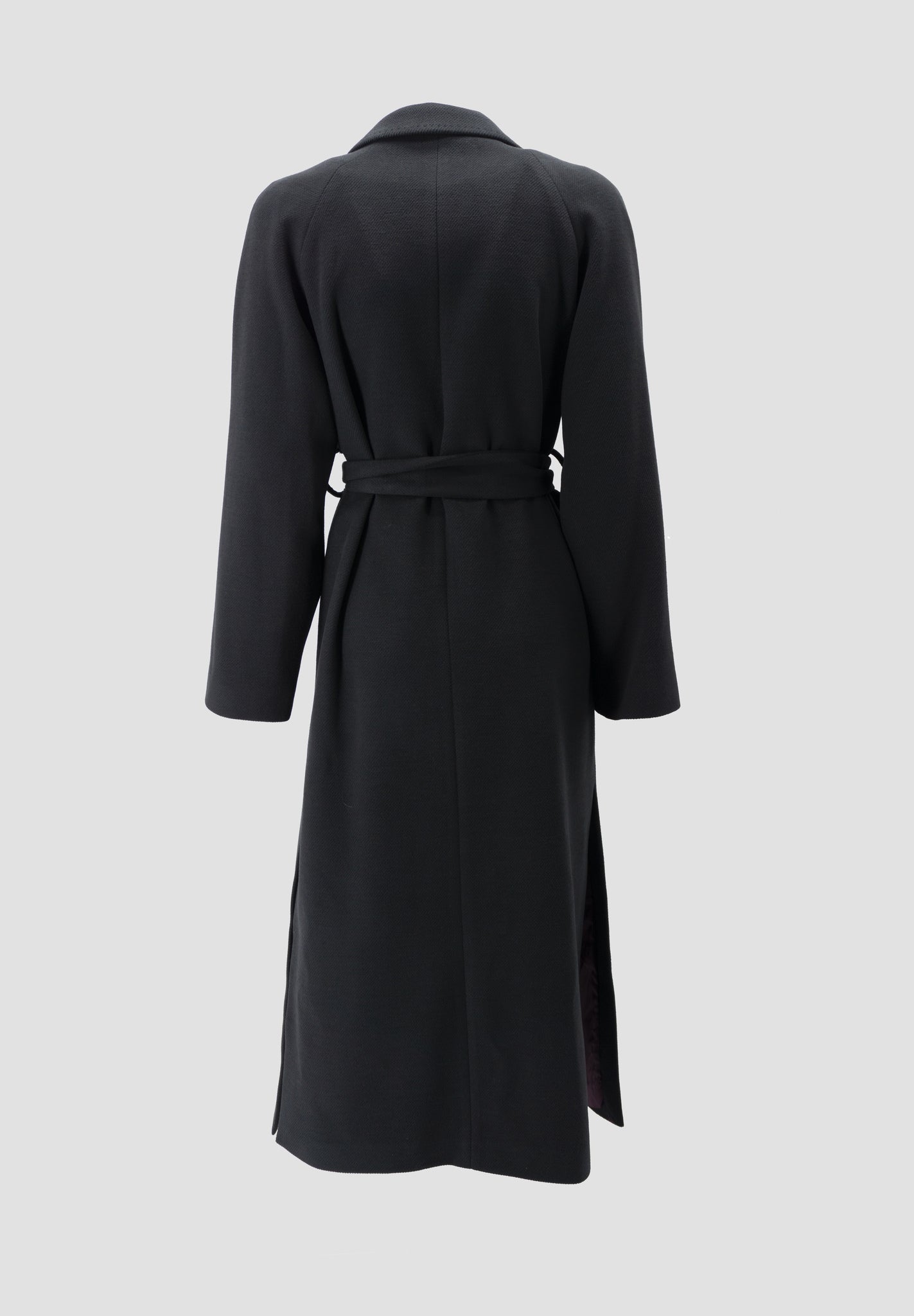 Cappotto Doppio Petto con Cintura / Nero - Ideal Moda