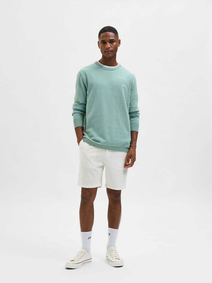 Shorts Selected in Misto Lino / Bianco - Ideal Moda