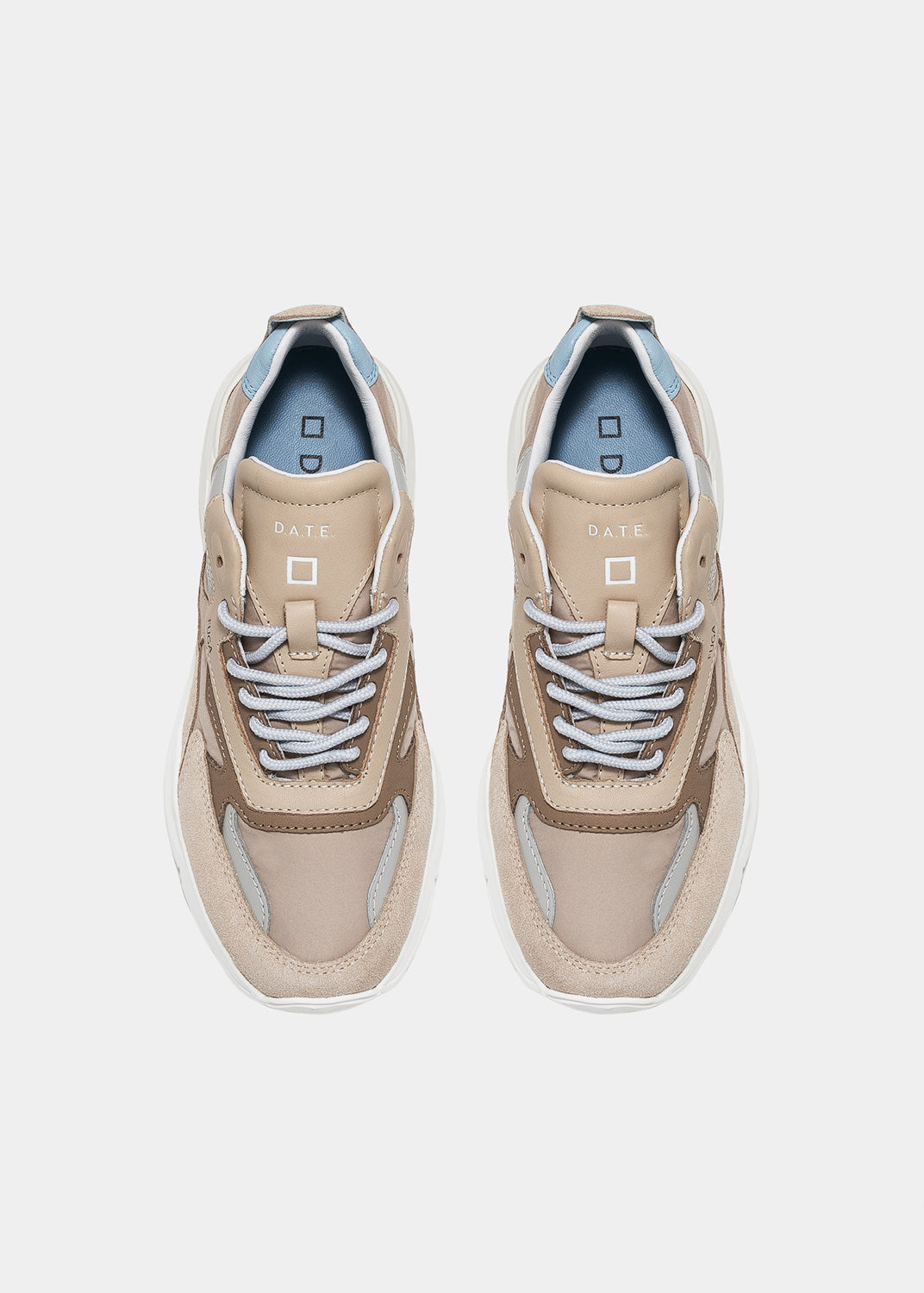 Sneaker DATE in Suede Fuga Nylon / Beige - Ideal Moda