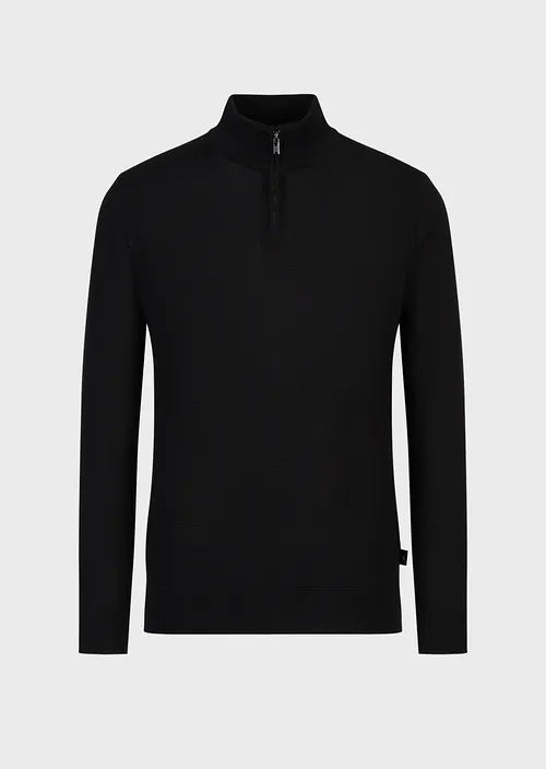 Maglia con Mezza Zip Emporio Armani / Nero - Ideal Moda
