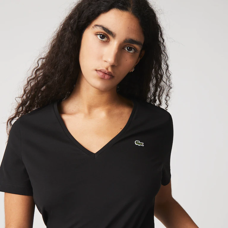 T-Shirt Lacoste donna in cotone / Nero - Ideal Moda
