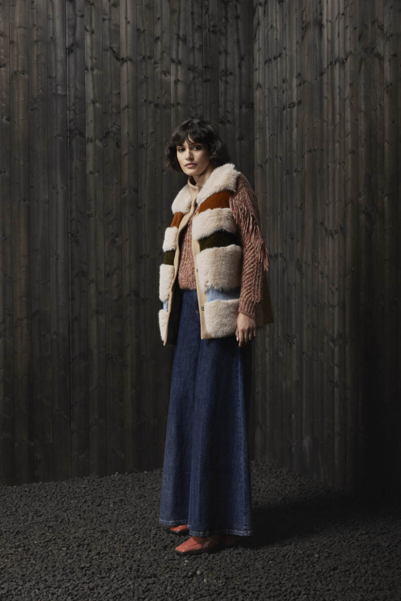 Gilet con Inserti in Ecopelliccia / Beige - Ideal Moda