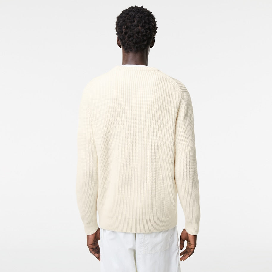Maglia a Costine con Logo Lacoste / Bianco - Ideal Moda