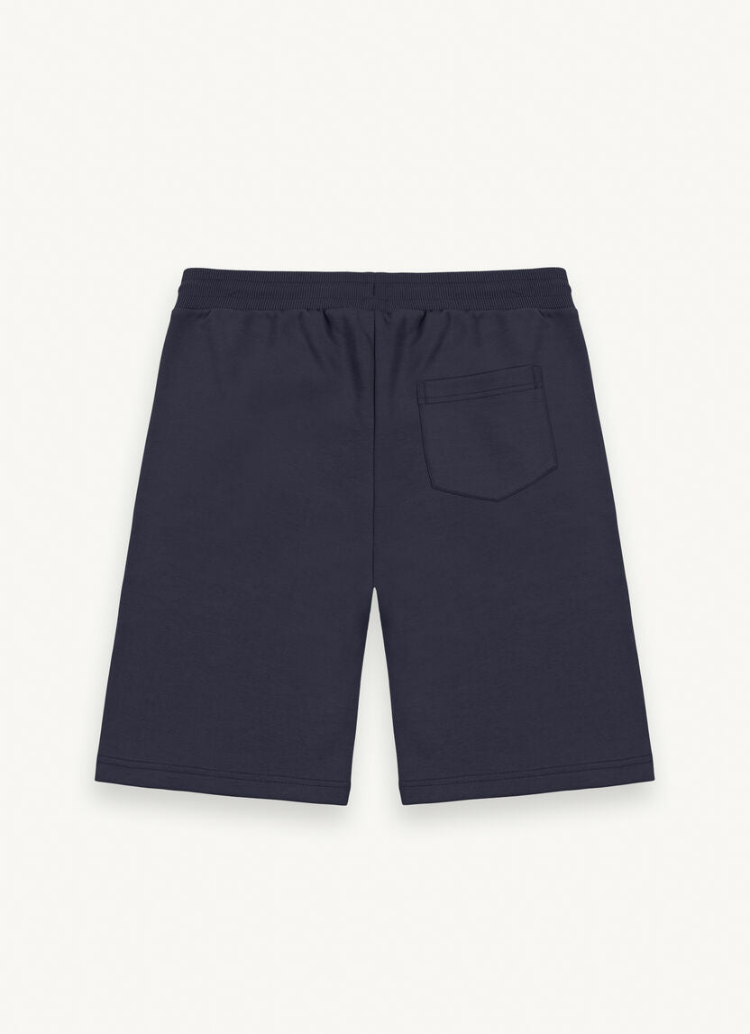 Bermuda in Felpa con Scritta Transfer / Blu - Ideal Moda