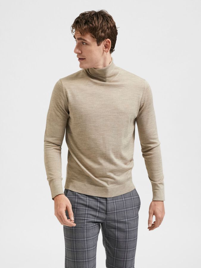 Maglia a Collo Alto Selected / Beige - Ideal Moda