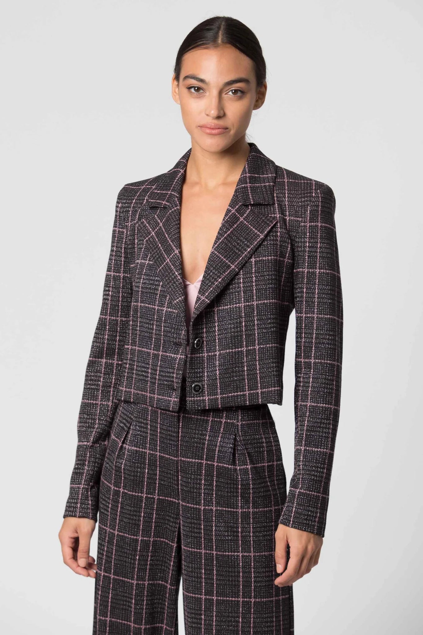 Giacca a Fantasia Corta Kocca / Grigio - Ideal Moda
