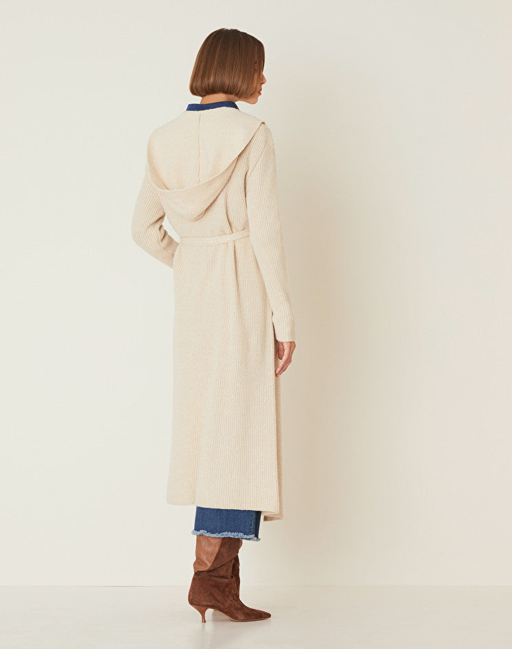 Cardigan Lungo con Cappuccio Manila Grace / Beige - Ideal Moda