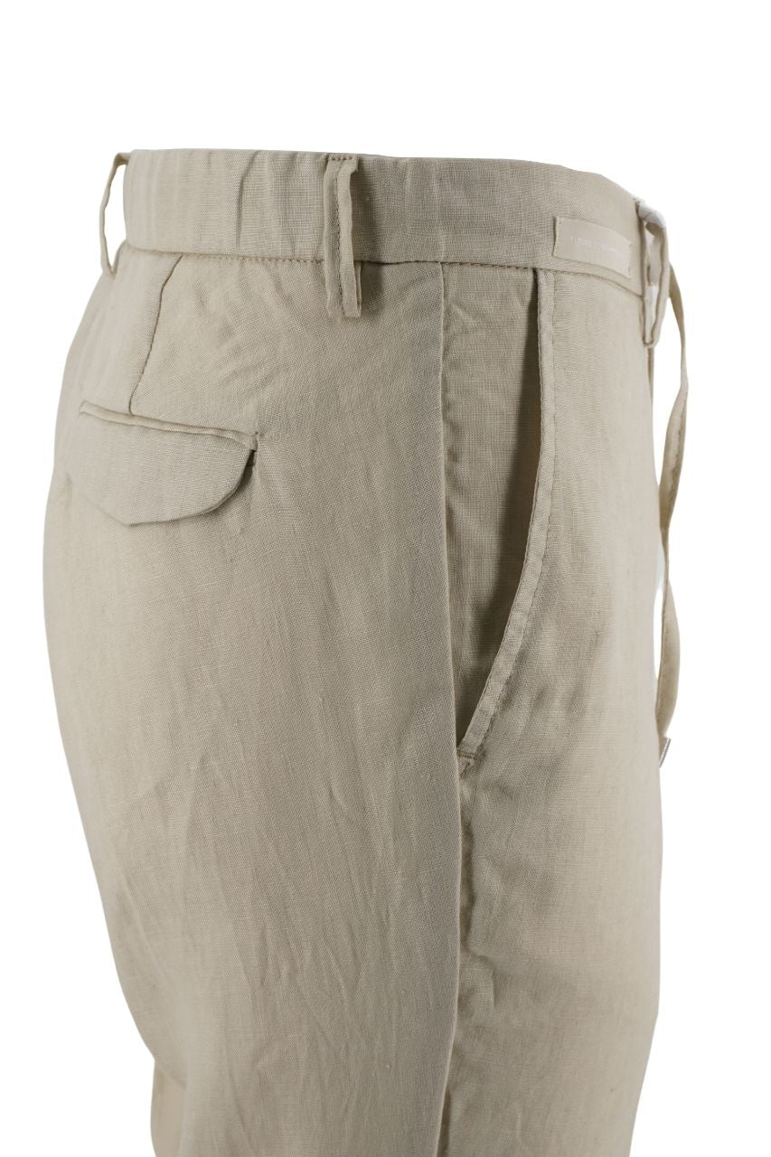 Pantalone Effetto Lino con Coulisse / Beige - Ideal Moda