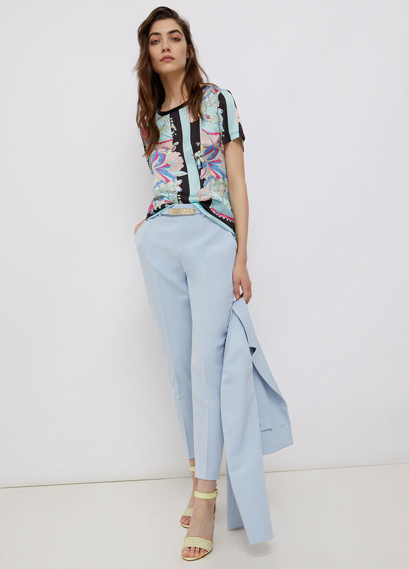 T-Shirt Liu Jo in raso / Azzurro - Ideal Moda