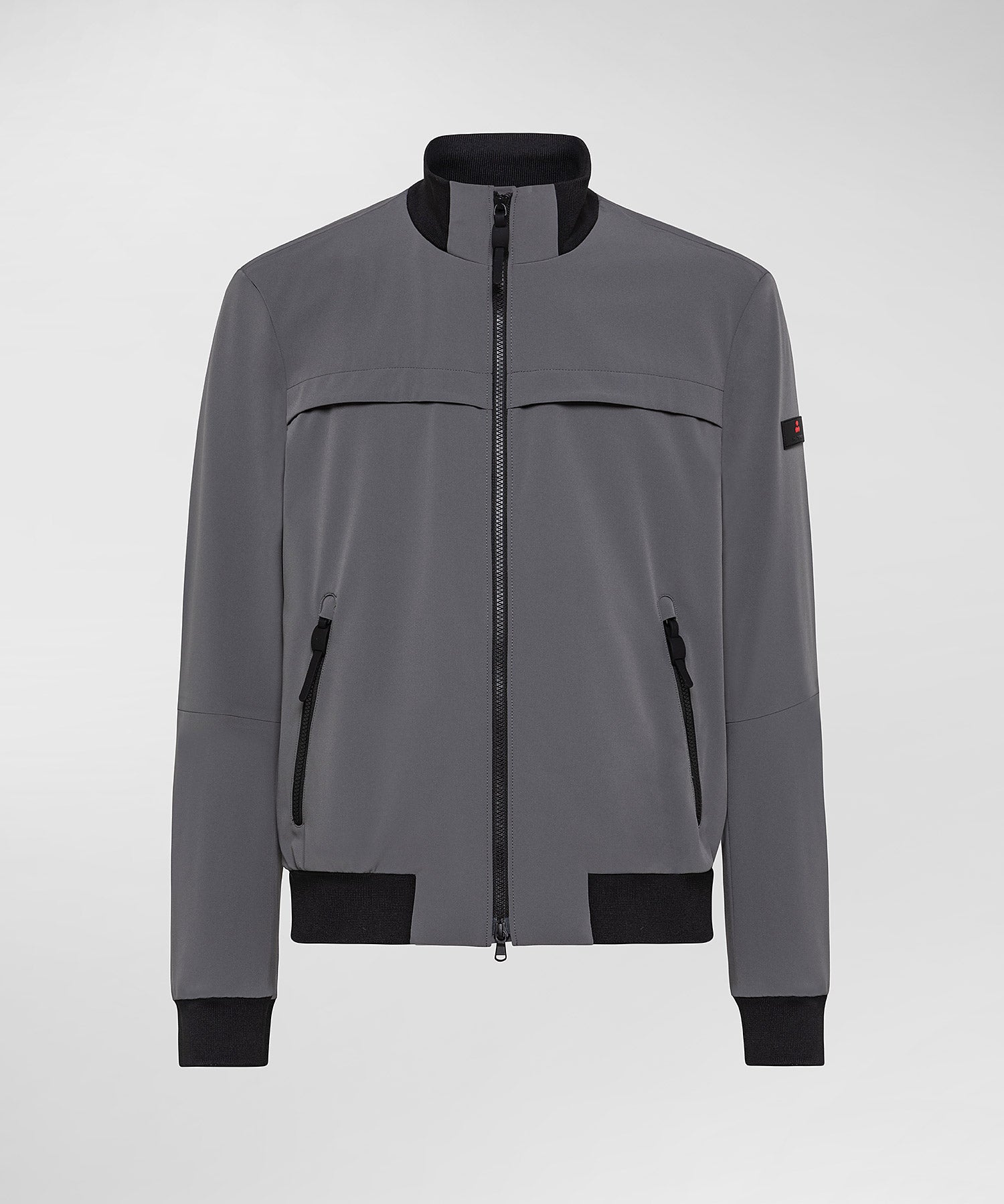 Bomber Liscio in Tessuto Stretch / Grigio - Ideal Moda