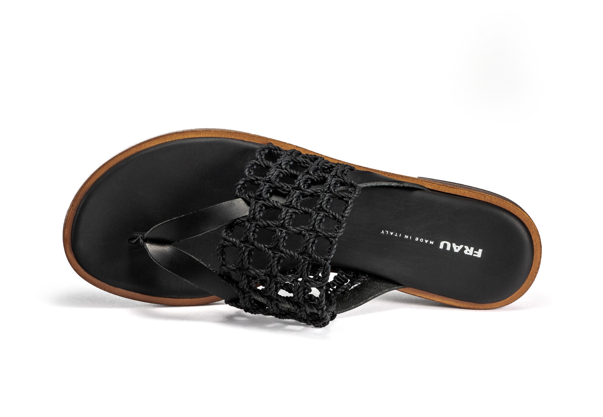 Infradito con dettaglio in corda / Nero - Ideal Moda
