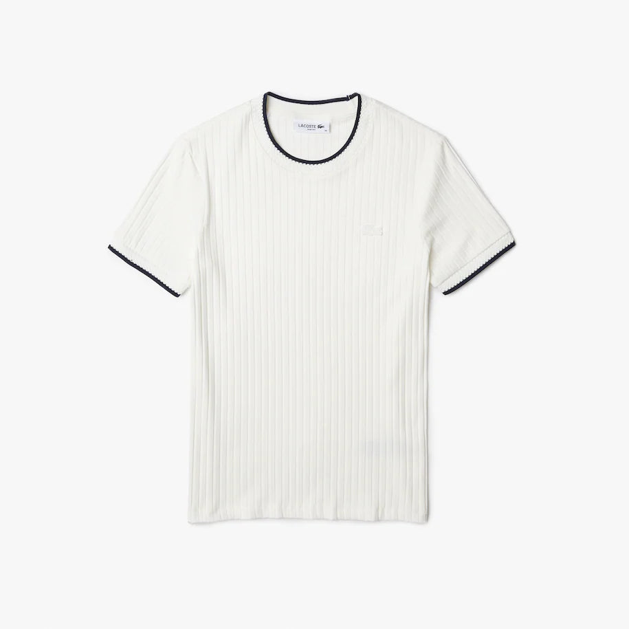 T-Shirt in Maglia Lacoste / Bianco - Ideal Moda